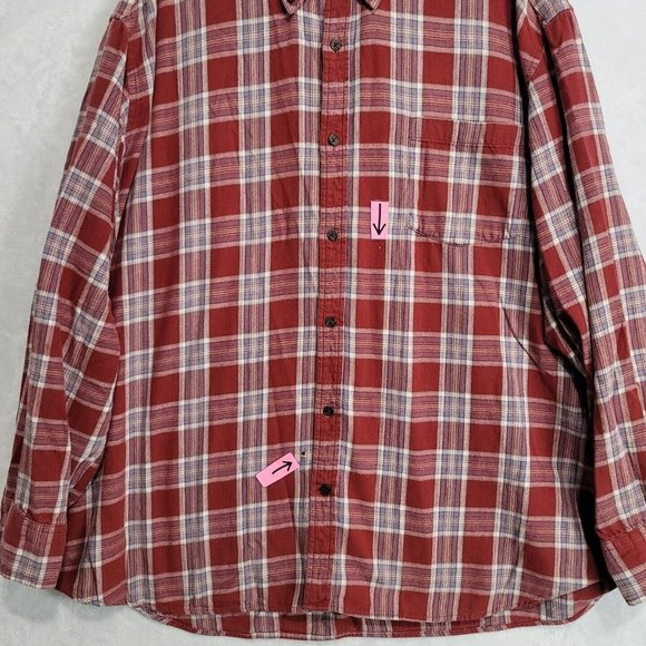 The Foundry Flannel Shirt Men 3XL Red Gray Plaid Button Up Long Sleeve *Read* - Picture 2 of 14